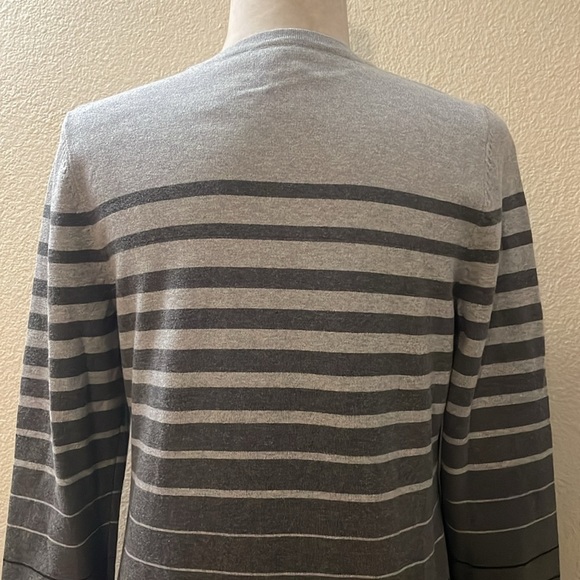 Talbots Sweater Dress Knit S Long Sleeve Cotton Striped Gray Black - Picture 6 of 7